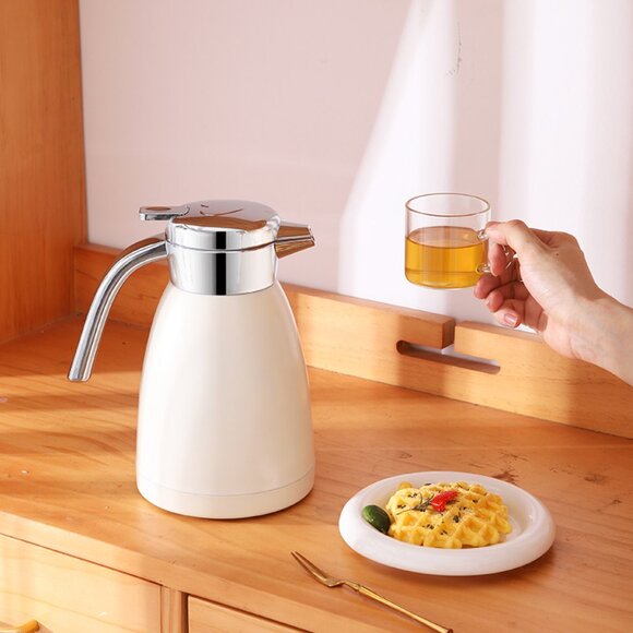 SOGA 1.2L White Stainless Steel Insulated Vacuum Flask – Hot & Cold Drink Bottle - Picture 4 of 11